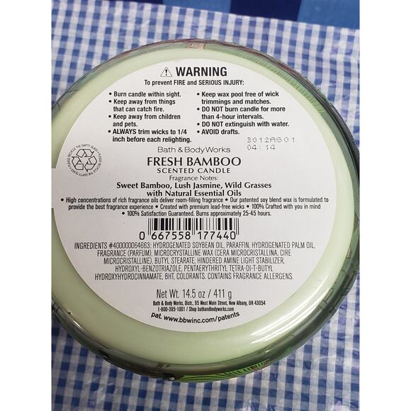 BBW Fresh Bamboo Large 3 Wick Candle Home Fragrance Decor - Picture 2 of 2